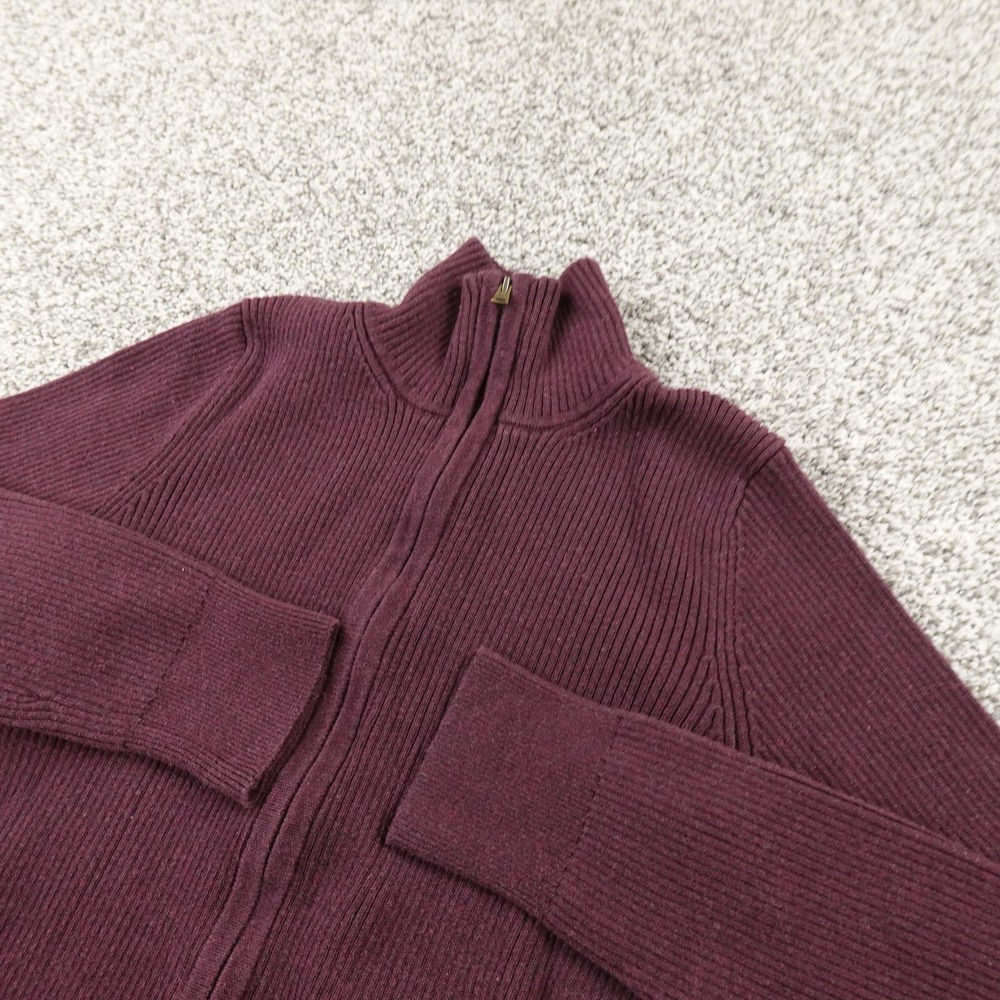 Eddie Bauer Sweater Womens S Purple Red Full Zip Mock Neck Rib Knit Jacket Hike‎